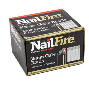 25mmx16g NailFire Straight Galvanised Brad & Fuel Packs (Box of 2000)